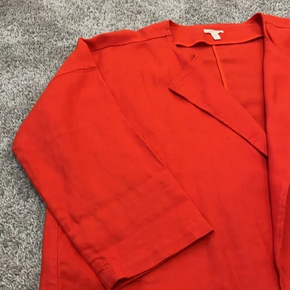EILEEN FISHER Coral Organic Linen Jacket LARGE Oversize Top Capsule Large L - Picture 15 of 16